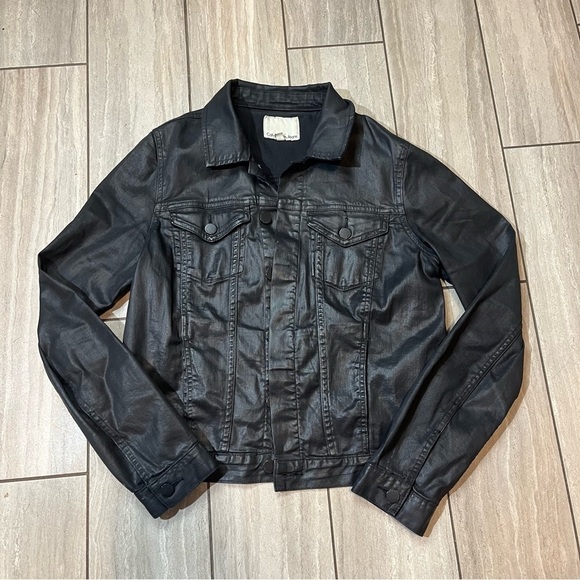 Calvin Klein Womens Black Leather Button Down Jacket Size Medium - Picture 1 of 6